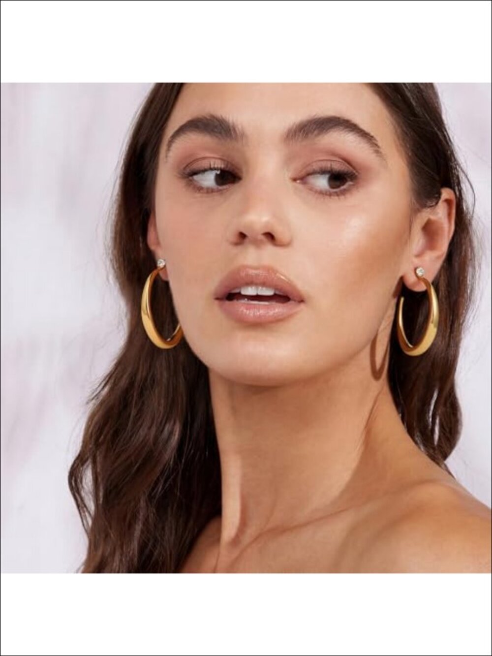 14K Gold Plated Chunky Hoop Earrings Hypoallergenic Non Tarnish - Picture 2 of 6